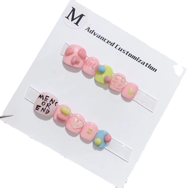 Cute Candy Cartoon Kids Press On Nails Mixed Style Set