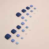 Temperamento suave Klein azul saltando cor atmosfera em um vento Press-on unhas dos pés manicure de unhas postiças branco Press-on unhas dos pés pedaço de unha｜365nails