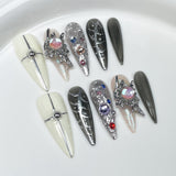 Parche de uñas de punta larga de Spice Girls, pintado a mano, de metal, moldeado, hecho a mano, uñas postizas, parche para uñas postizas, venta al por mayor | 365nails