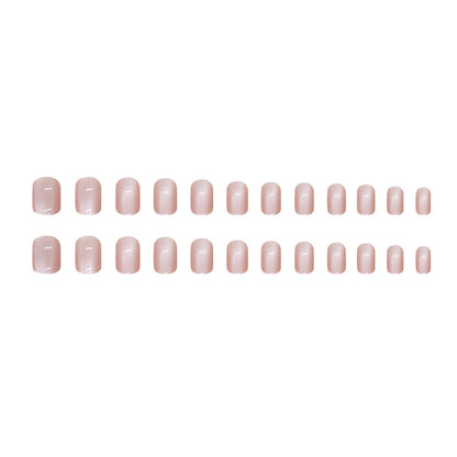 Spar cat eye press on nails removable powder transparent nail piece fresh nail piece short nail piece glass bead nail patch｜365nails