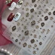 黃金玫瑰復古系列: "優雅浪漫" — 3D 立體浮雕甲貼
