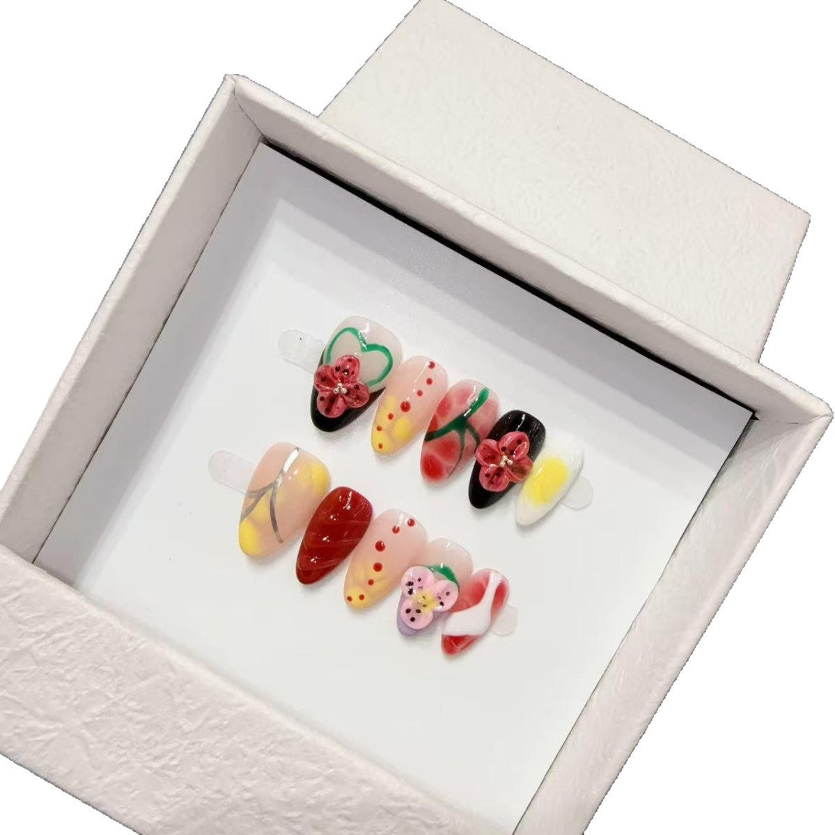 365nails: "Fruity Delight" – 3D Fruit Art Handmade Almond Nails