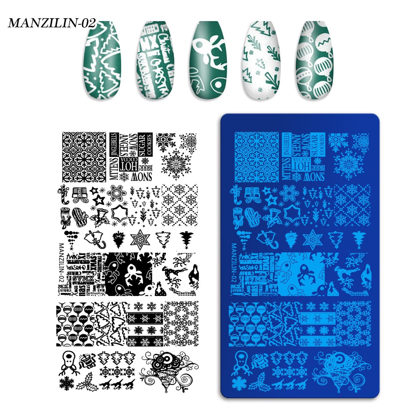 Christmas Nail Stamping Plate Set with Festive Holiday Designs (MOQ=3)