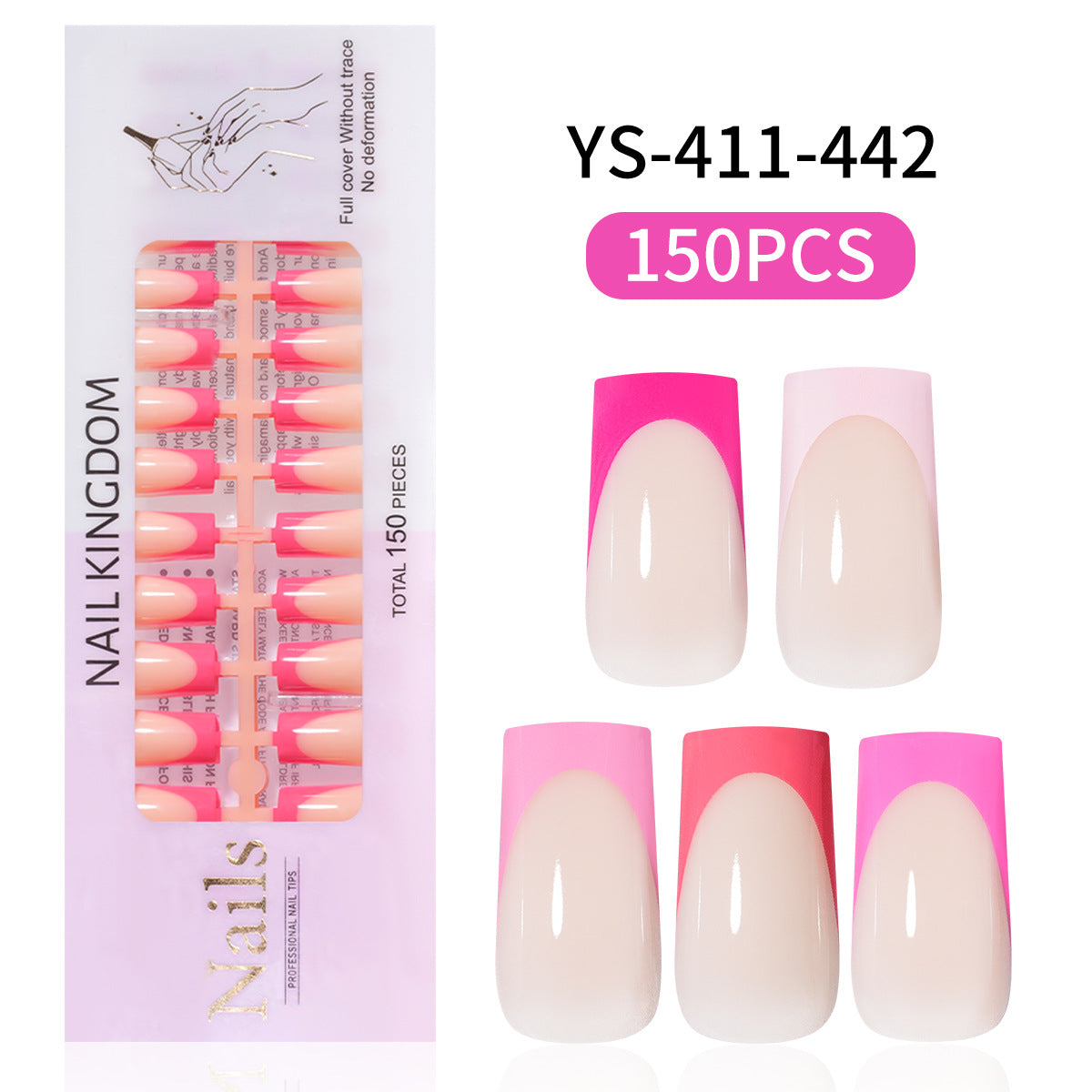 Pontas de unhas Unhas postiças francesas de cinco cores Produto acabado Unhas postiças nuas Unhas falsas sem marcas e avançadas, simples e removíveis, atacado de nail art pré-fabricada (MOQ=3)