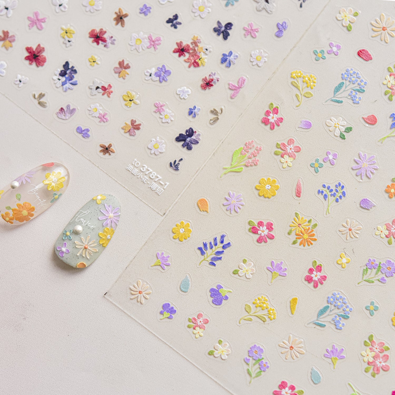 Mini Wildflower Collection: "Meadow Petal" – 3D Embossed Nail Sticker