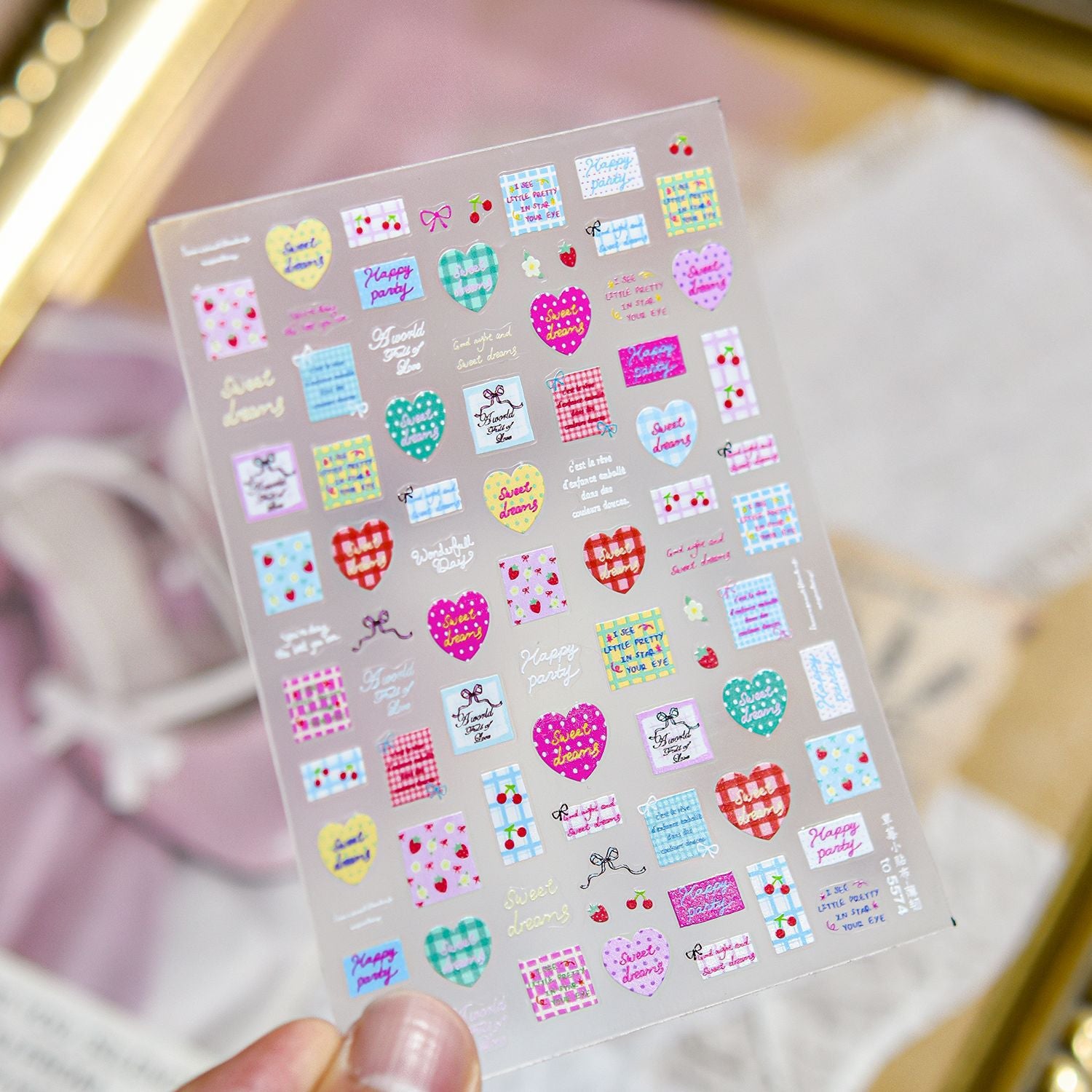 Blue Bear Note – Adesivos de unha Sweet Checkerboard
