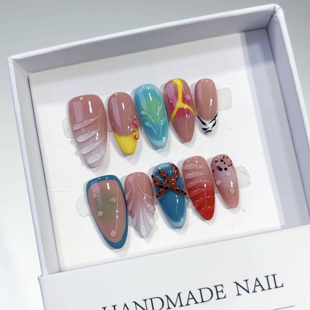 Beach Vacation Series: "Tropical Flip Flop" – Almond Handmade Press-on Nails