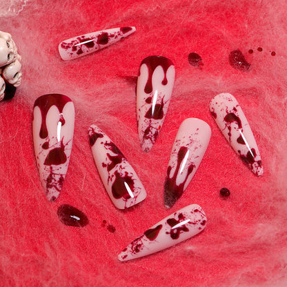 Halloween wearing nail French manicure long pointed nail piece press on nails｜365nails