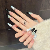 Blue Floral Gradient Chic Press On Nails