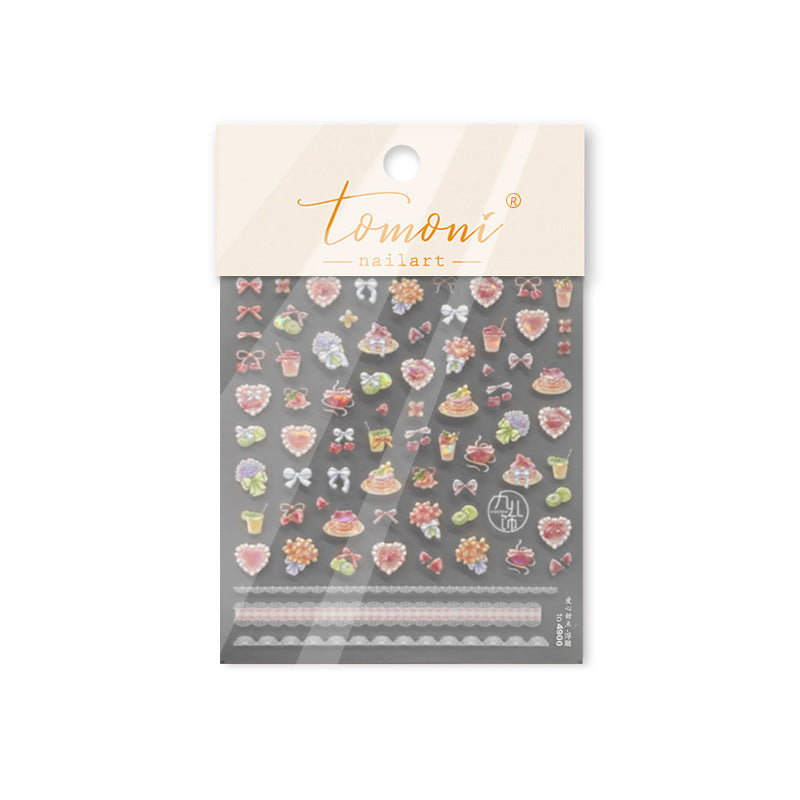 Sweet Dessert & Lace: "Pastel Treats" – 3D Nail Sticker