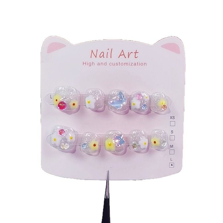 Bursting Butterfly Stars Cute Kids Press On Nails Set