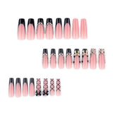 Long Stiletto Press On Nails with Pink Bows & Rhinestone Accents