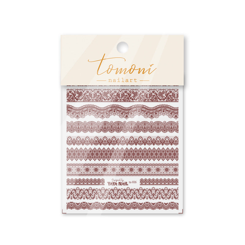 Vintage Lace: "White Lace Stripe" – 3D Embossed Nail Sticker