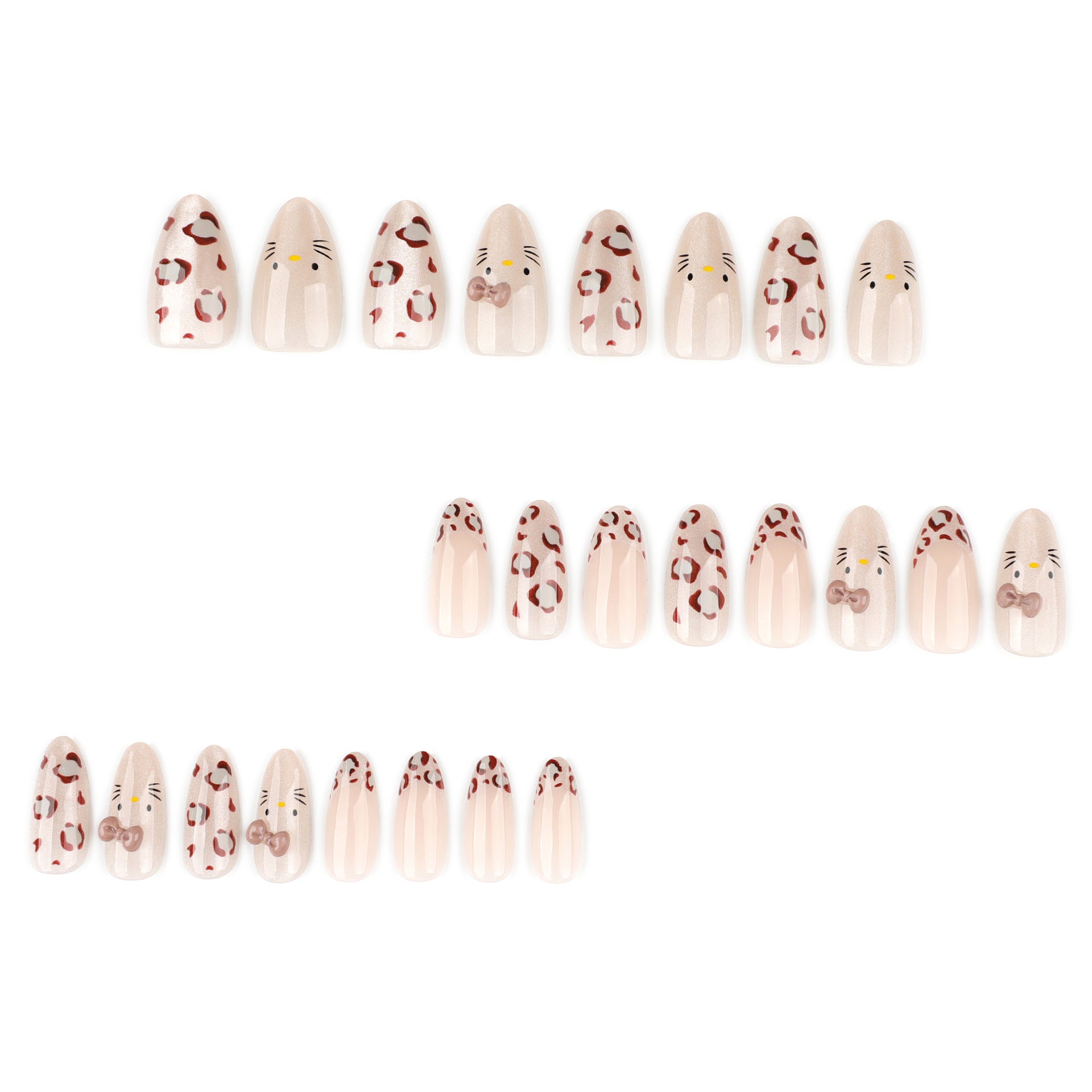 Leopard Nude Gradient Nails with Cute Animal Detail