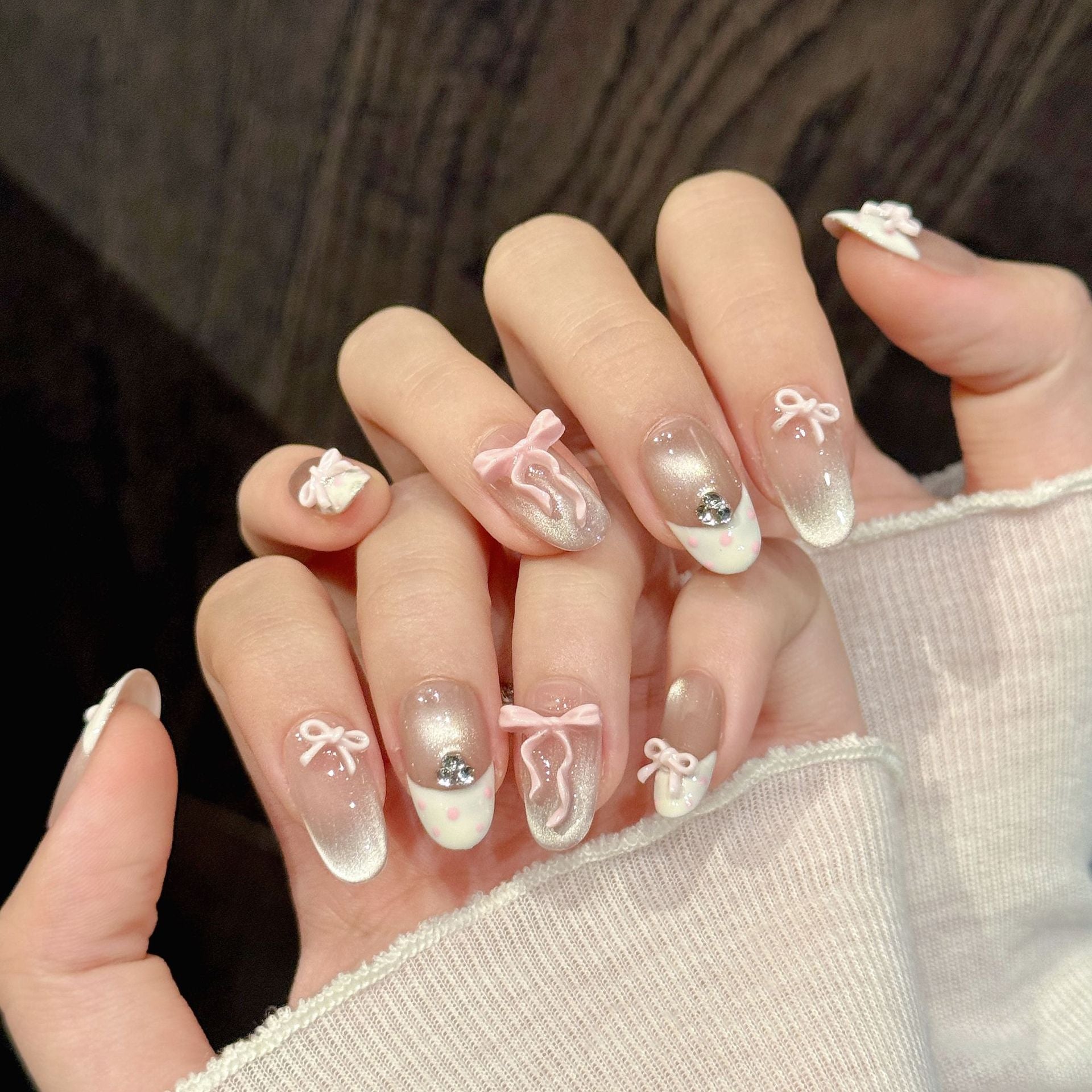 Cute Ballet Ribbon Pink Press On Nails