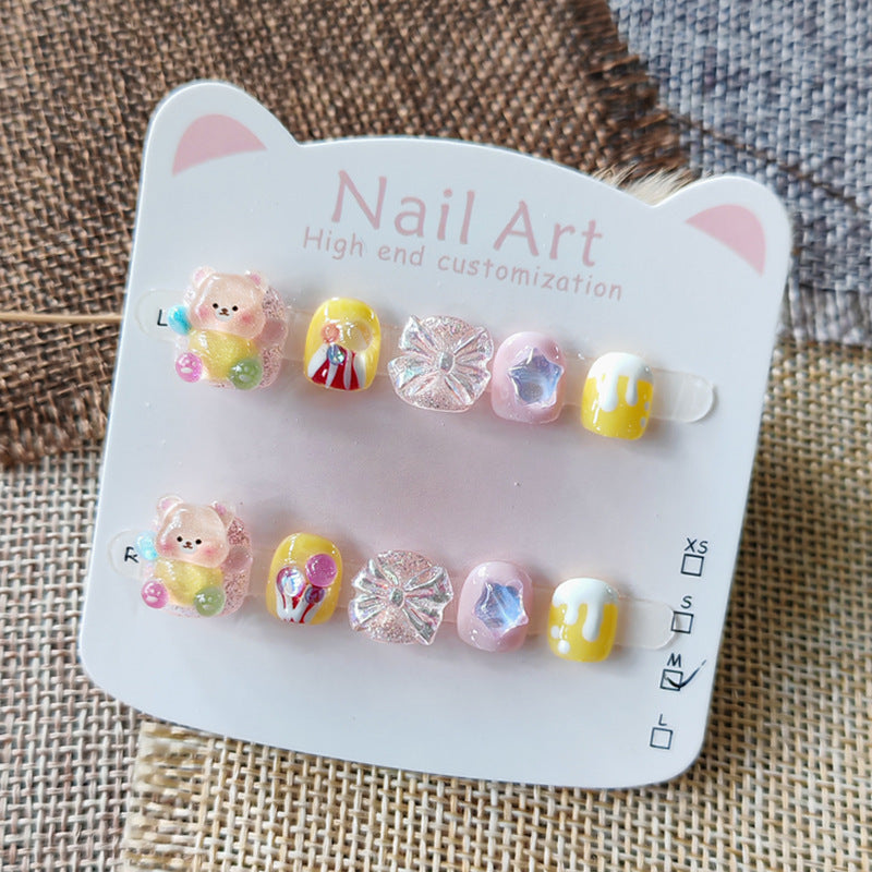 365nails: "pastel gummy bear" – short round handmade kids press-on nails