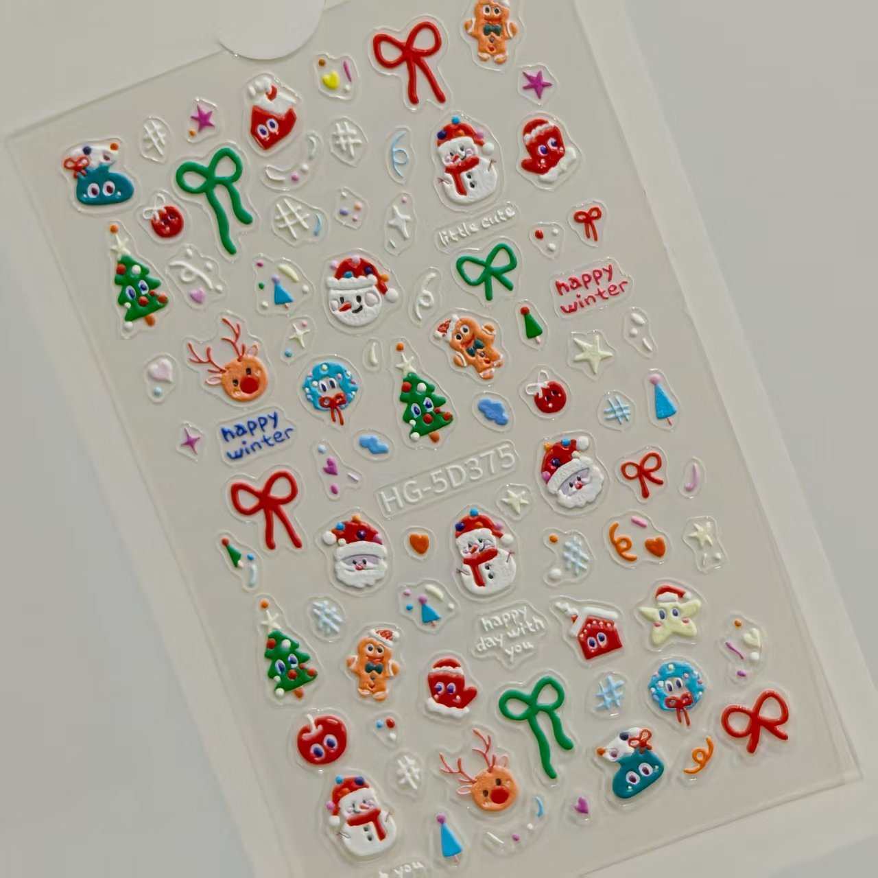 快樂聖誕指甲貼 5D 浮雕 立體 雪人與聖誕老人 DIY 指甲裝飾貼 HG