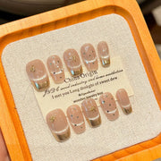 365nails: "Golden Dew" – Minimalist Gold Foil & Chrome Handmade Coffin Nails