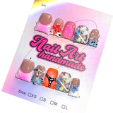 Mixed Color Nails with Sculpted Charms and Playful Details