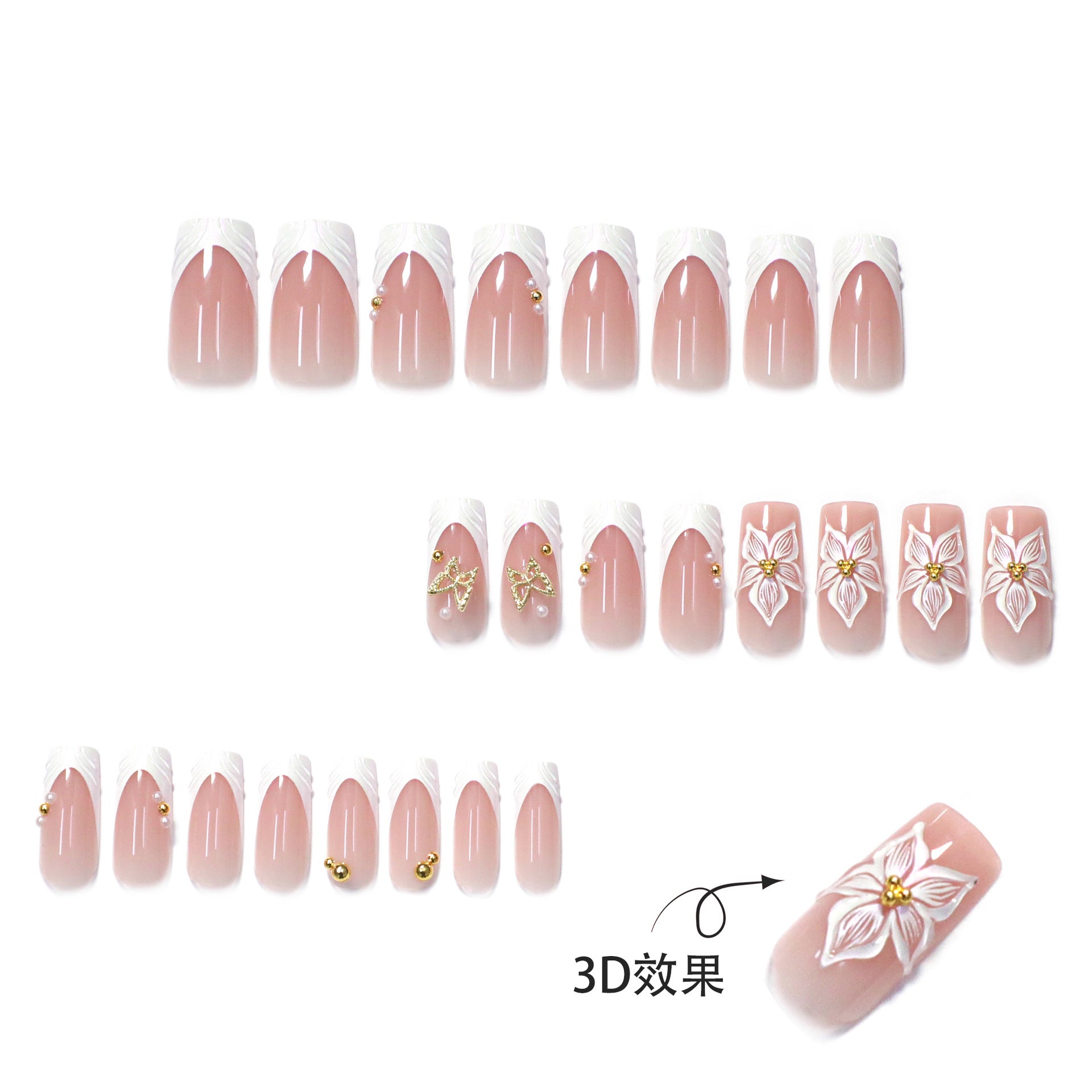 Short Almond Press On Nails with Pink Base & Red Polka Dot & Plaid Accents