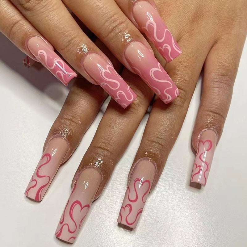 Almofadas atacado rosa e branco esfumado amor longo balé almofadas de unhas produtos para unhas usando almofadas de unhas longas ｜ 365nails