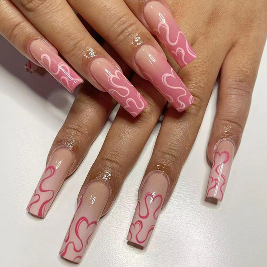 Pads wholesale pink and white smudging love long ballet nail pads nail products wearing long nail pads｜365nails