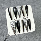 Parche de uña largo y puntiagudo, simple, de dos colores, cambio gradual, dulce, fresco, para usar en uñas postizas de mano pura｜365nails