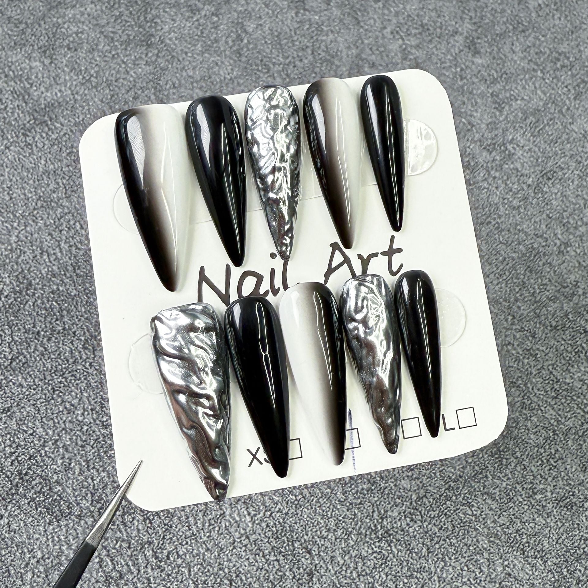 Parche de uña largo y puntiagudo, simple, de dos colores, cambio gradual, dulce, fresco, para usar en uñas postizas de mano pura｜365nails