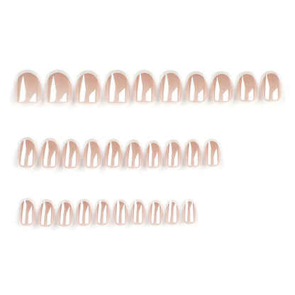 Manicura de alto sentido, 30 piezas en caja recubiertas, borde blanco francés simple ｜365nails