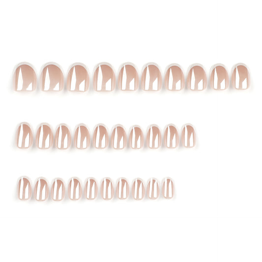 Manicura de alto sentido, 30 piezas en caja recubiertas, borde blanco francés simple ｜365nails