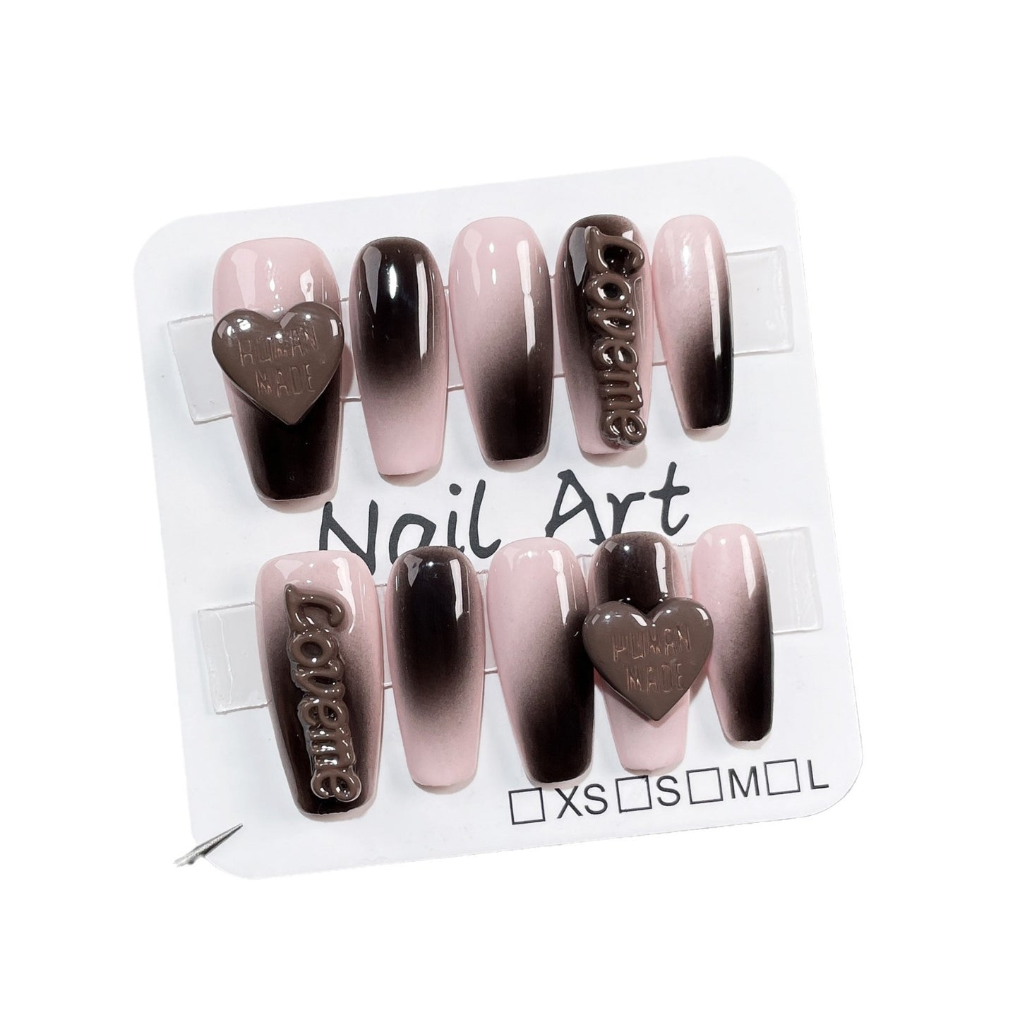 Pure Handmade press on nails dirty powder spray gun gradual change personality medium and long nail patch love letter fake nail｜365nails
