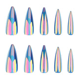 Manicura de punta larga superventas, con revestimiento de ojo de gato azul, ｜365nails