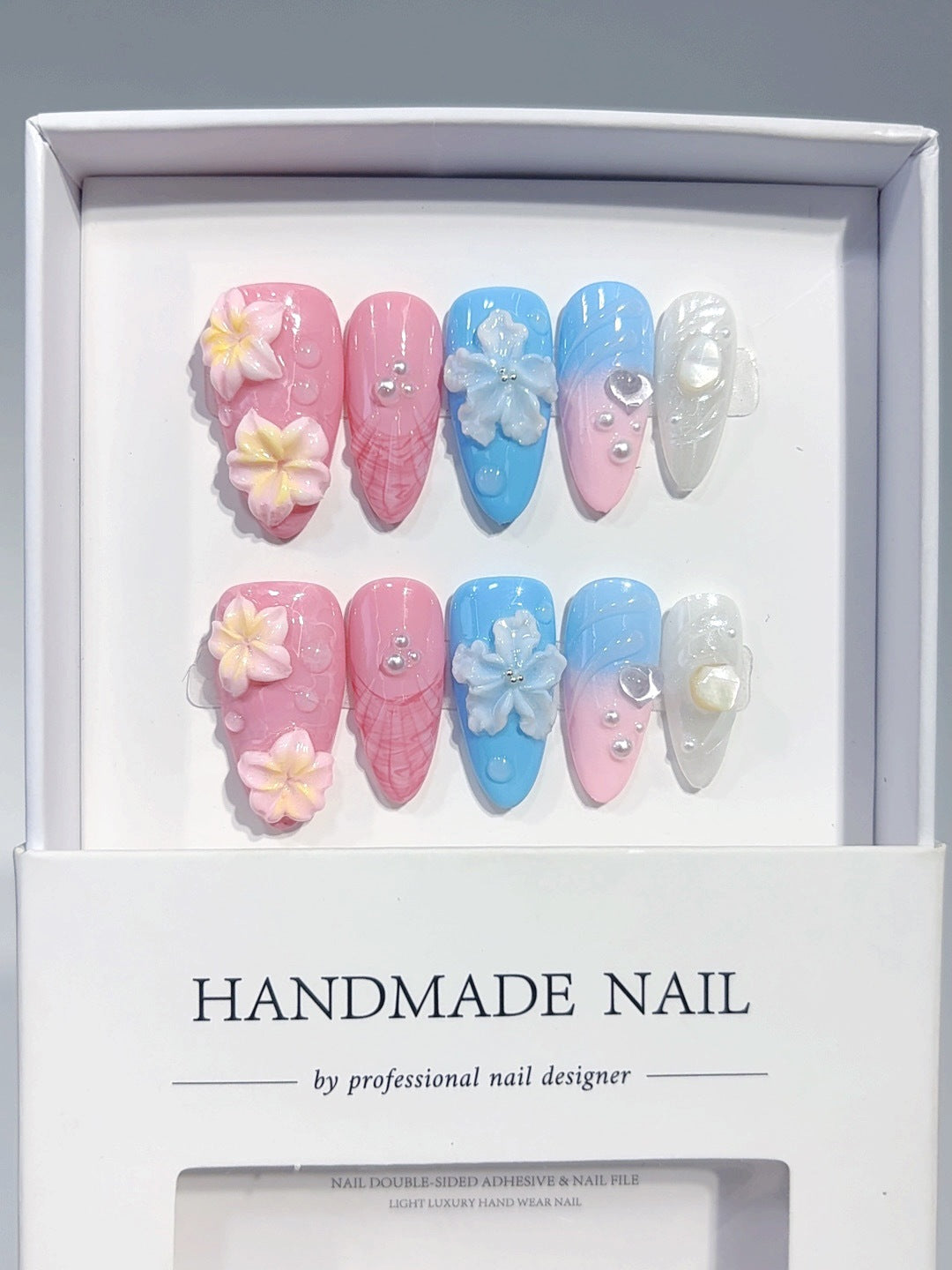 Mermaid Garden: "Seashell & Floral" – Almond Press-On Nails