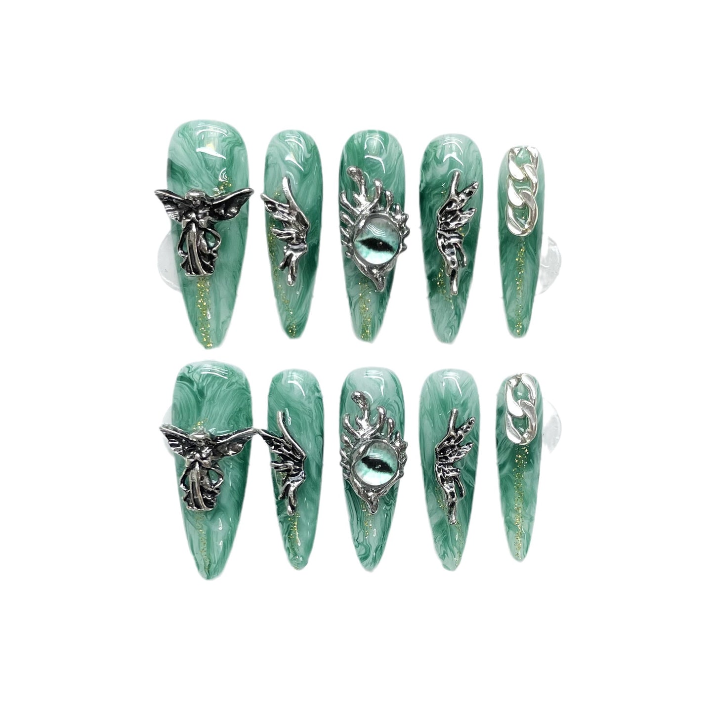 Pure handmade nails wearing liquid wings angel's eye long nail art press-on nailss | 365nails