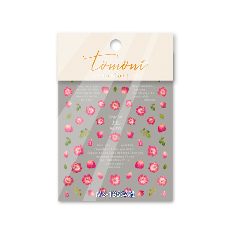 365nails: "Watercolor Pink Rose Flower Love Letter Embossed" – Nail Art Stickers