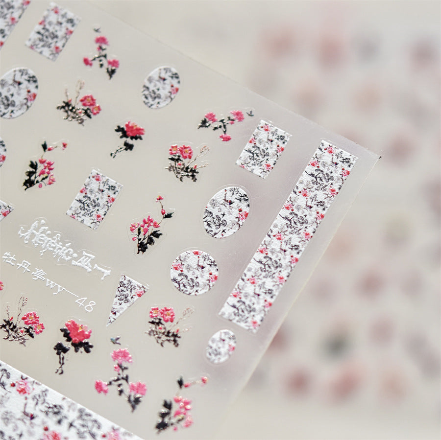 365nails: "Ink Wash Peony" – nail art stickers