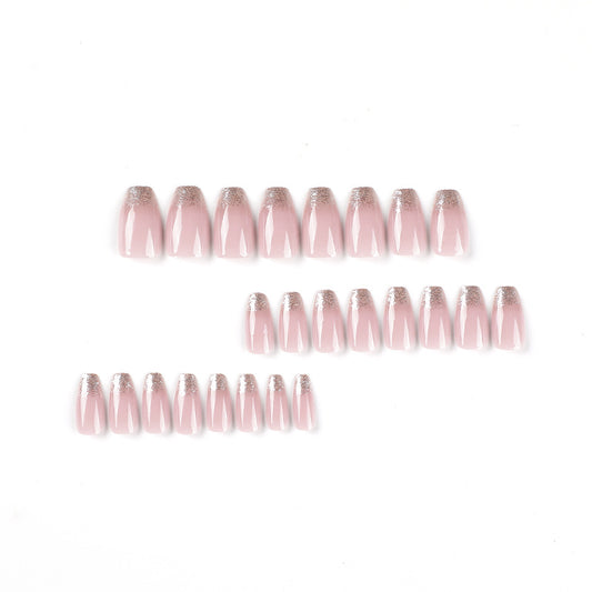 Press-on nails film naked powder short ballet French glitter powder nail patch wholesale nail art press on nails wholesale nails｜365nails