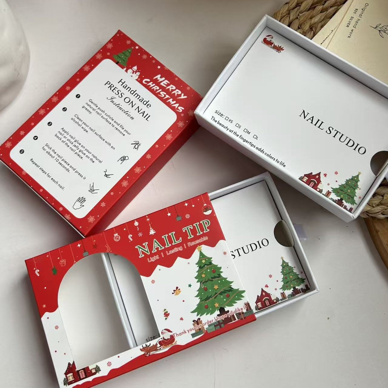 Press‑On Nail Drawer Box with Clear Window – Thick Paper Gift Packaging Box