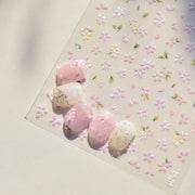 粉色蓮花與中文書法：「典雅東方蓮花」 – 5D 浮雕甲貼