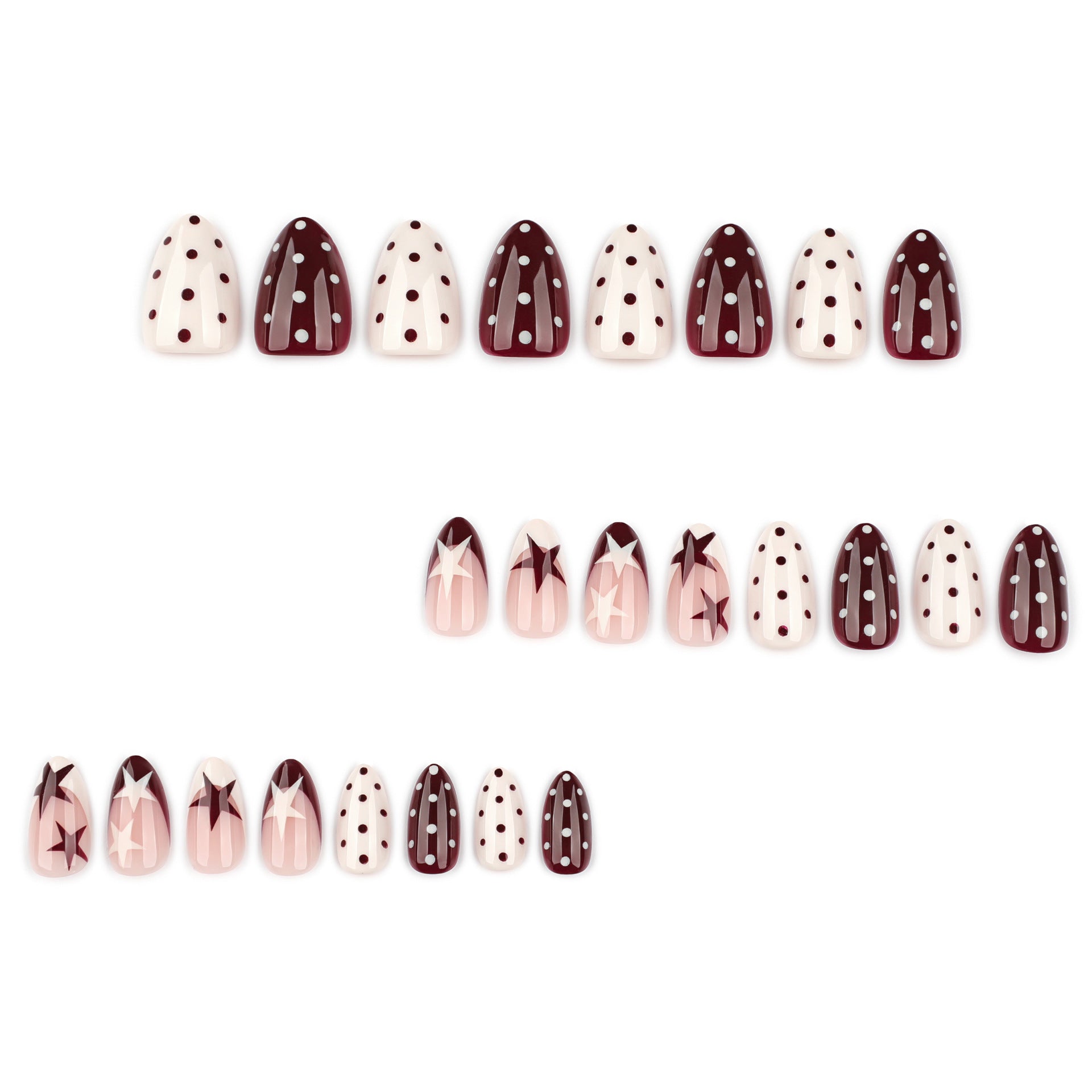 Glossy Nude Square Press On Nails with Silver Glitter Dots