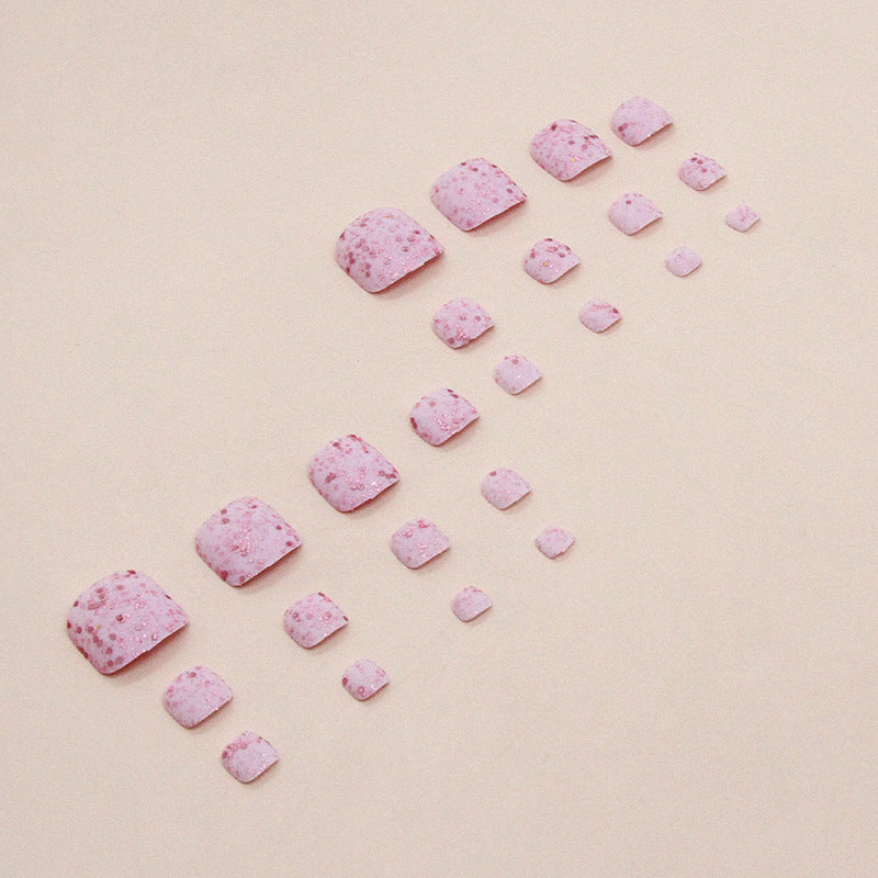 Press-on toenails pink girl manicure matte texture flash press-on nails glitter powder big sequins Press-on toenails nail sweet sister nail piece nail｜365nails