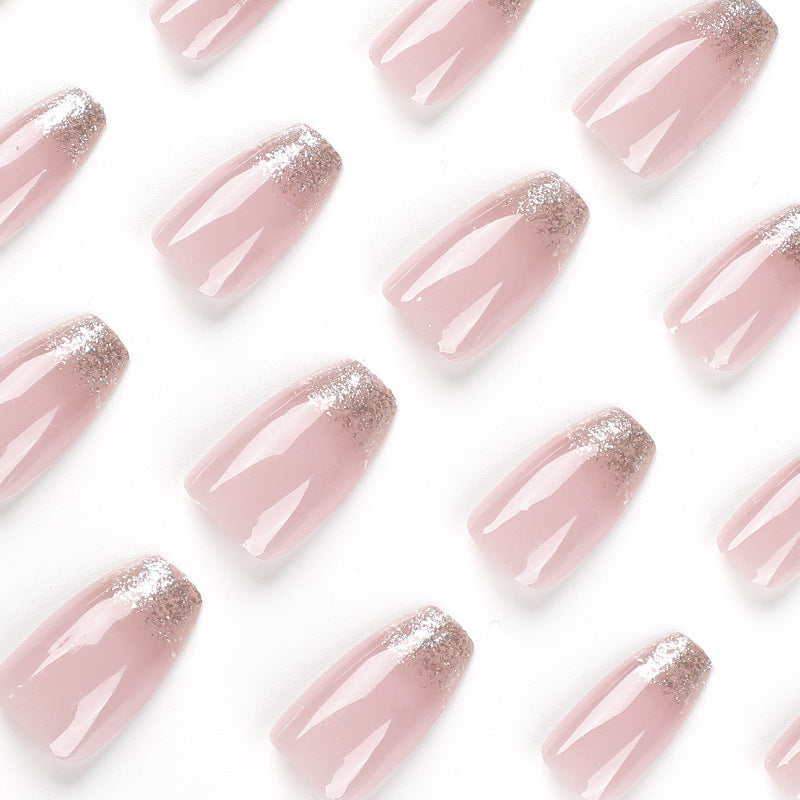 Press-on nails film naked powder short ballet French glitter powder nail patch wholesale nail art press on nails wholesale nails｜365nails