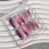 Uñas postizas hechas a mano con diseño de sirena, cuentas de burbujas, uñas medianas y largas, parche terminado, esquema de color macarrón, cambio gradual, uñas postizas | 365nails