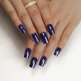 Blue press on nails manicure rectangular fake nails nails piece solid color nails piece press on nails piece nails sticker nails piece｜365nails
