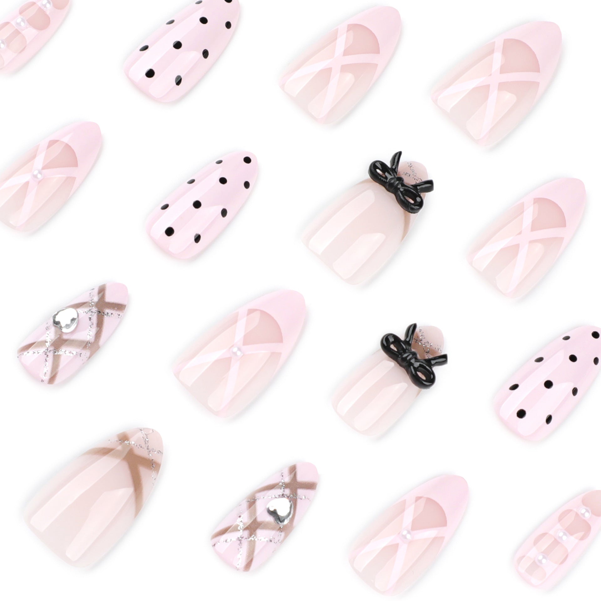 哥德風甜美黑色波點蝴蝶穿戴甲