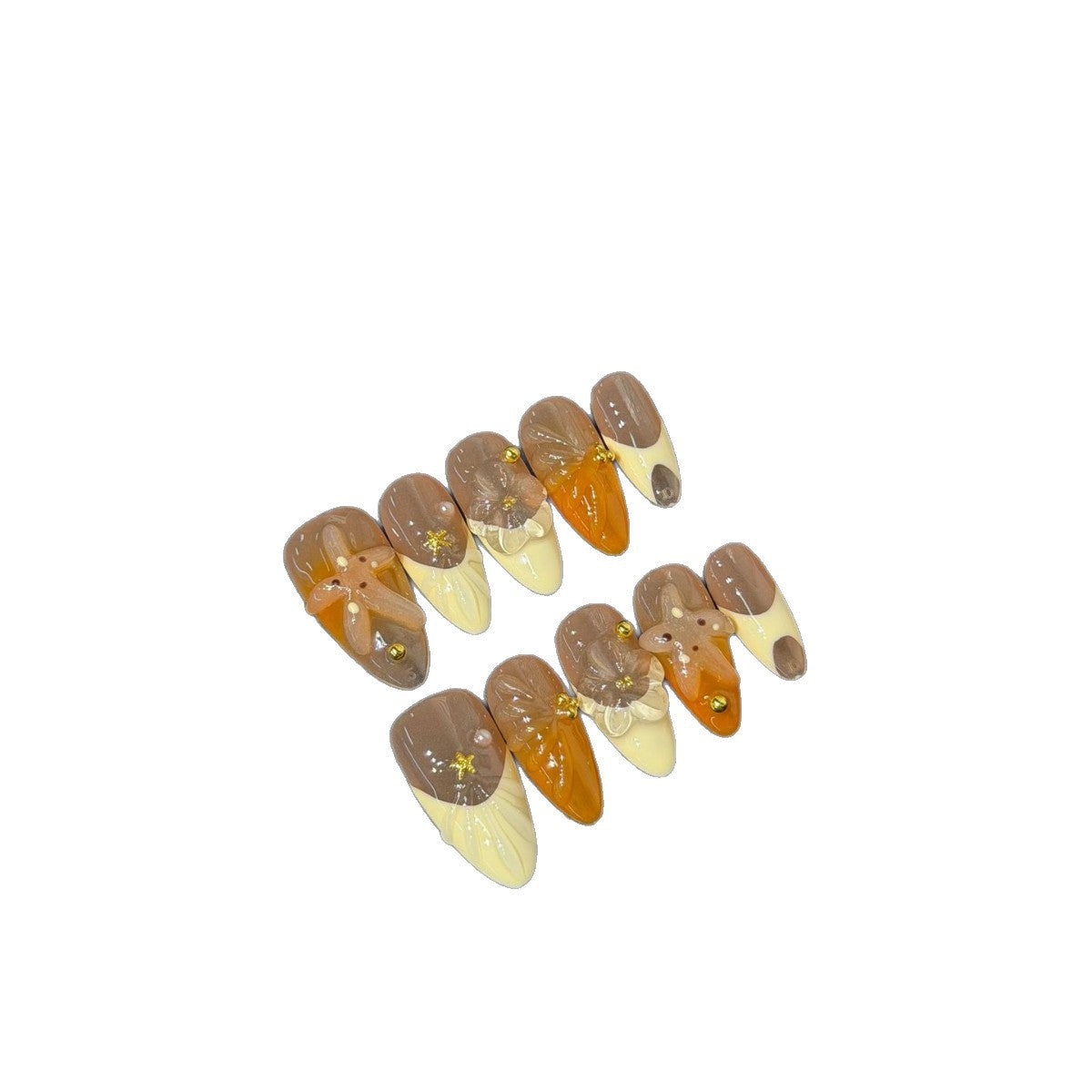 365nails: "Sunset Mirage" – Gradient & 3D Crystal Handmade Stiletto Nails