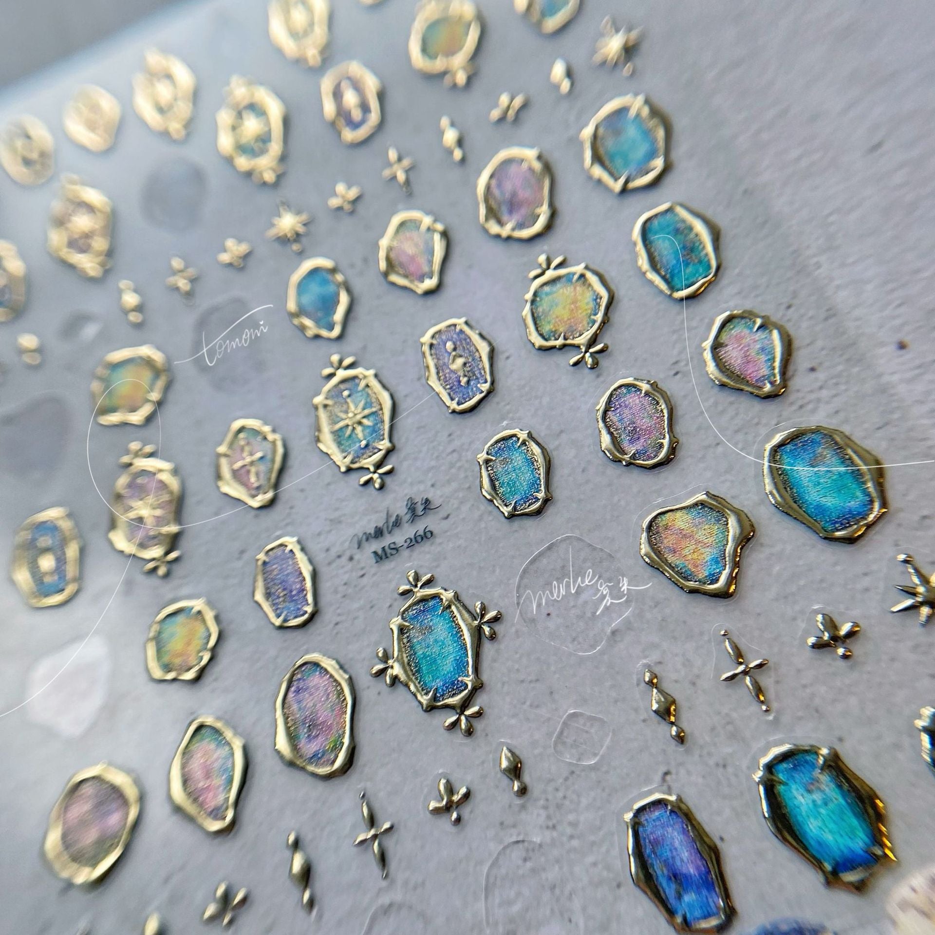 Opal Gemstone: "Medieval Opal" – Almond Shape Luxury Press-On Nails