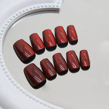 Nail Tips  prefabricated nail press on nails Removable cat eye cherries red white nail pieces Short T manicure patch ｜365nails