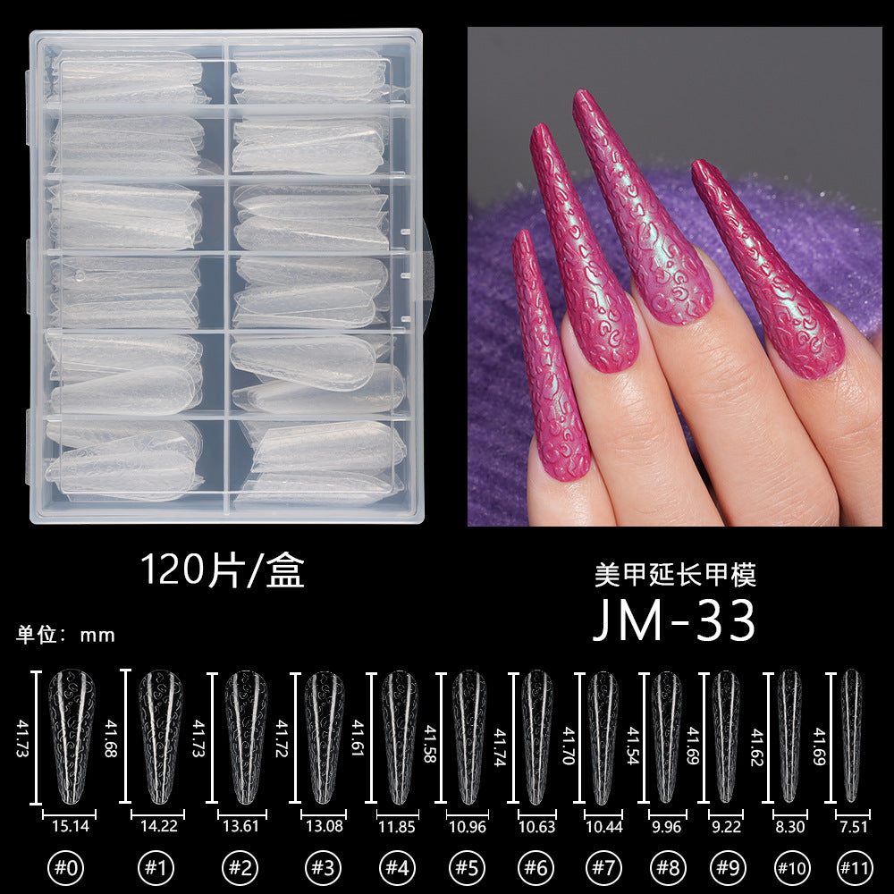 Nail Tips New nail mold 3D three-dimensional 120 pieces boxed nail art extension paper-free fast transparent crystal nail film wholesale