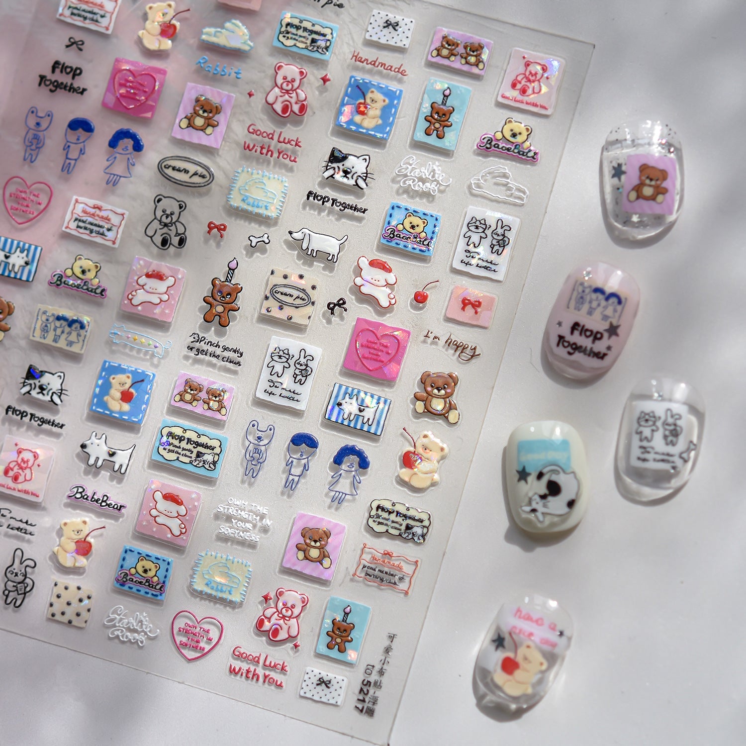 Retro Cartoon Collection: "Vintage Doodle" – 3D Embossed Nail Sticker